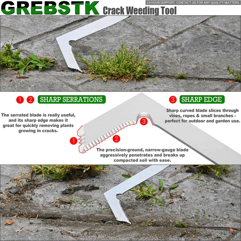 GREBSTK Crack Weeder Crevice Weeding Tool Stainless Steel Manual Weeder Beech Handle Gardening Tool - Image 3